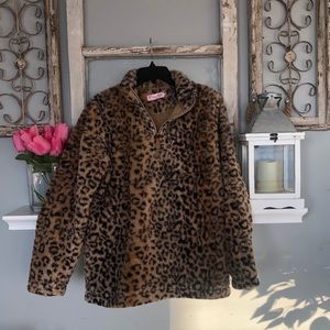 Pink Lily - Leopard Fleece Zip Up